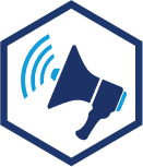 advocacy megaphone icon in the hexagon